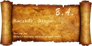 Baczkó Alexa névjegykártya